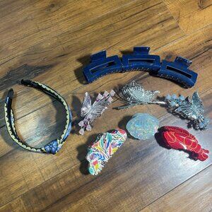 Assorted Hair Accessories Bundle - Headband Claw Clips 10Pc